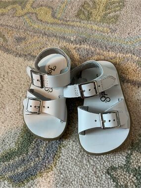 White Kids Sandals with Buckle Straps